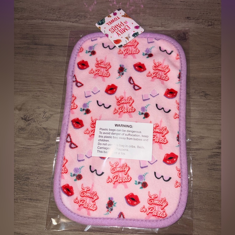 Emily in Paris Pink Washcloth Towel | Paris Aesthetic Floral Eiffel Tower NWT